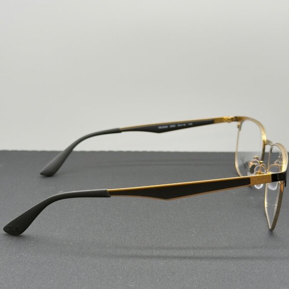 Ray Ban RB6363 2890 Polished Black on Gold Square Eyeglasses Frames 54-18-145 - Picture 8 of 11